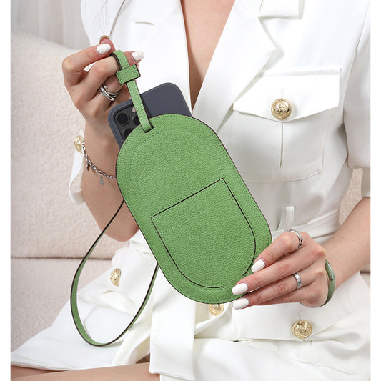 Women's Mobile Halter Vertical First Layer Cowhide Phone Bags