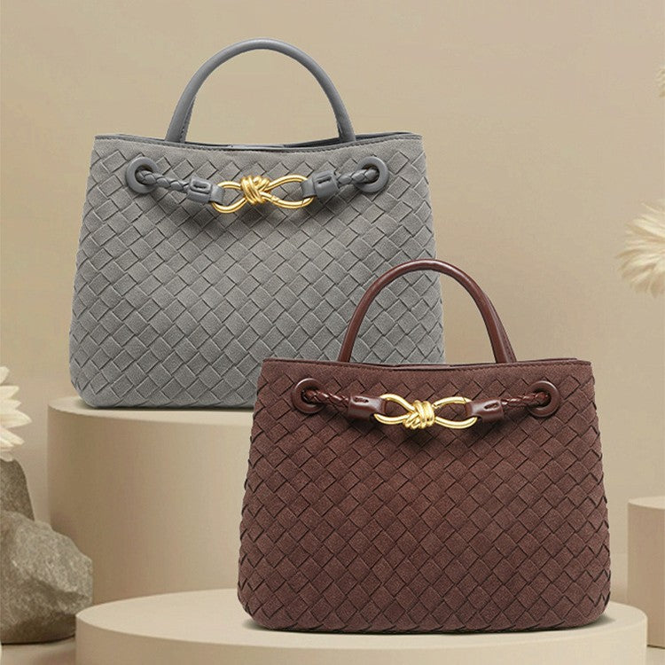 Women's Suede Frosted Woven Portable Metal Butterfly Tote Bags