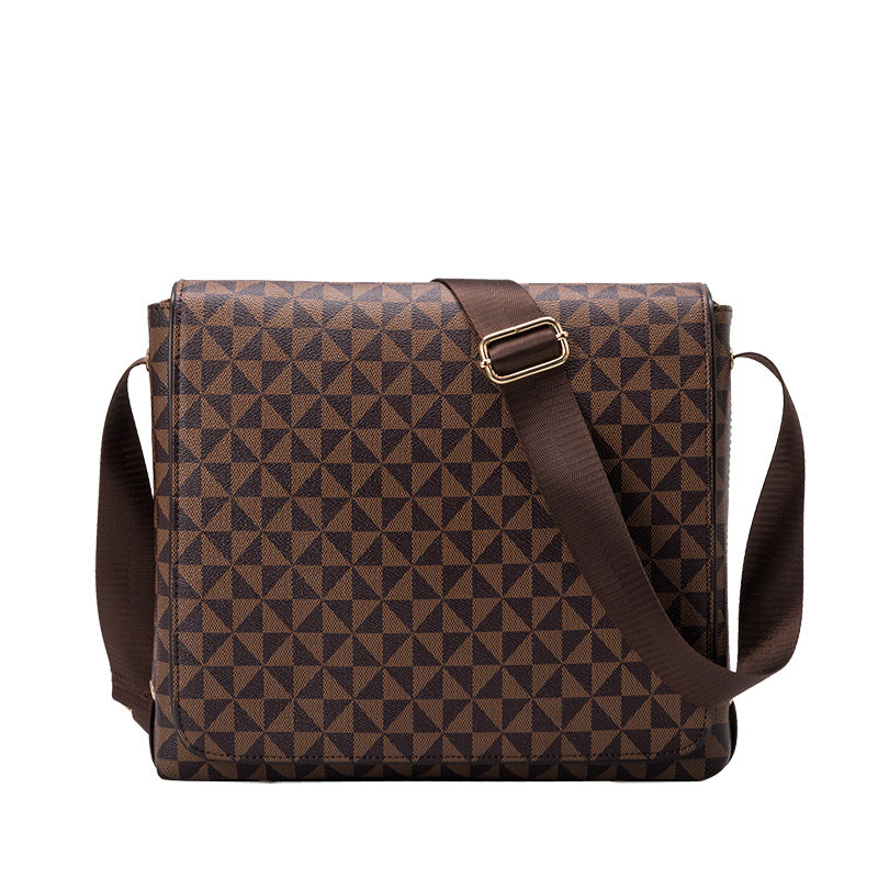 Men's Plaid Vertical Flip Fashion Large Capacity Men's Shoulder Bags
