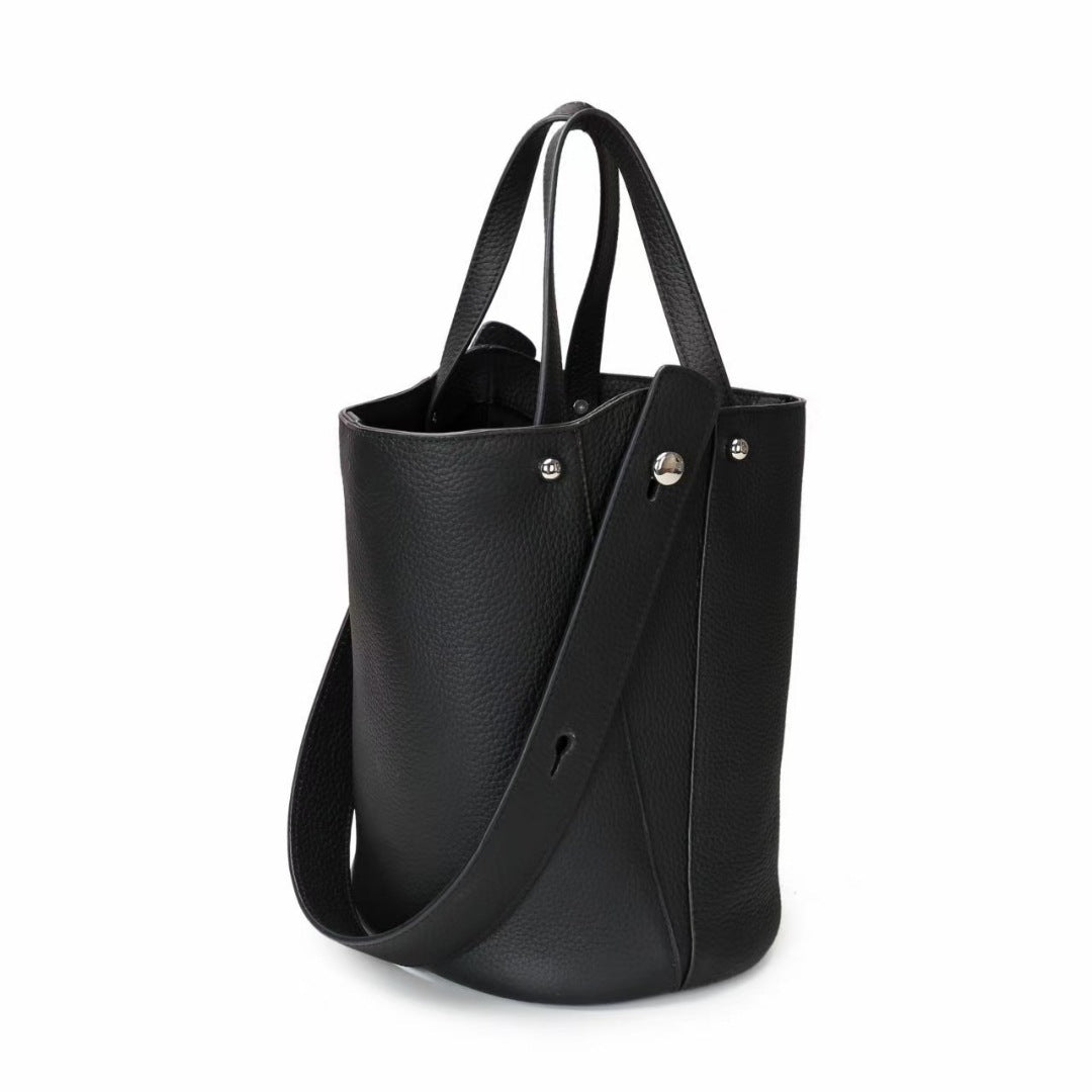 Women's Leather Large Capacity High-grade Top Layer Bucket Bags