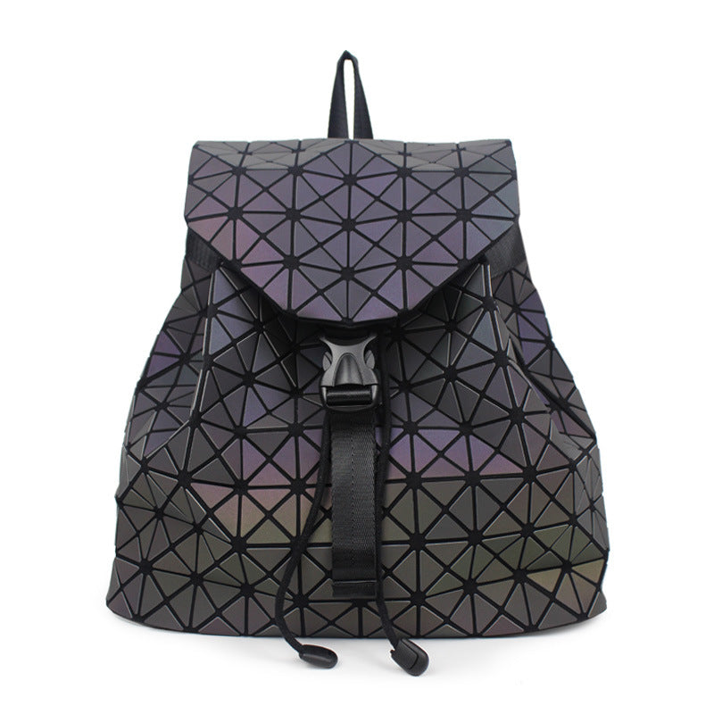 Women's Luminous Colorful Geometric Fashion Folding Rhombus Backpacks