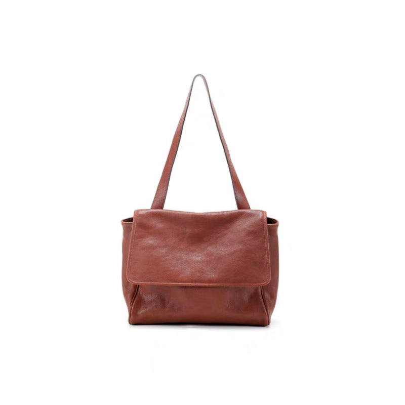 Women's Vegetable Tanned Leather Cowhide Flip Retro Crossbody Bags