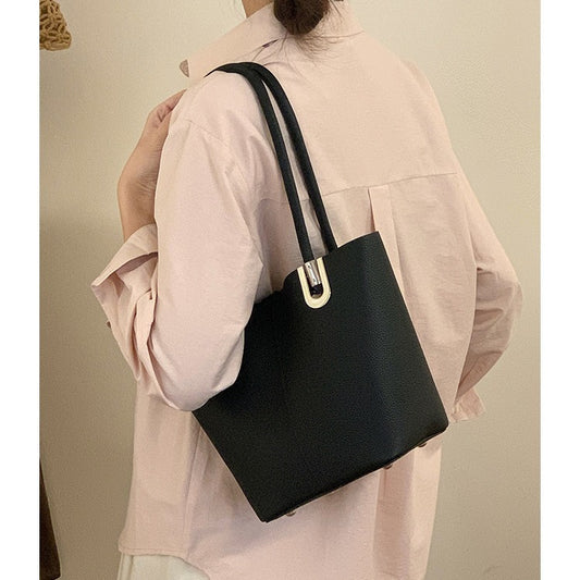 Women's Layer Cowhide Vegetable Basket High-grade Hand Bucket Bags