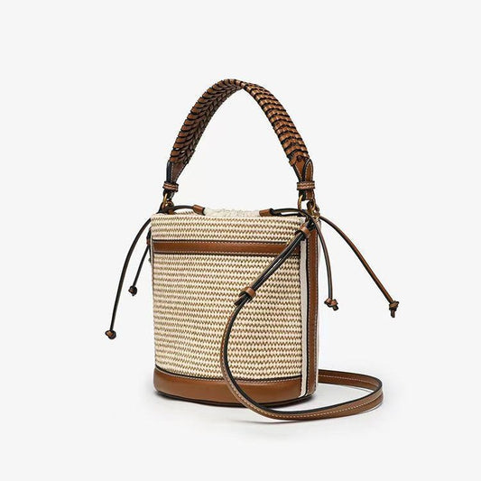 Women's Z Portable Woven Beach Personalized Commuter Bucket Bags