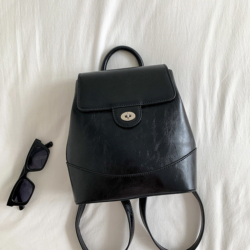 Oil Wax Leather Flip Wild Retro Backpacks