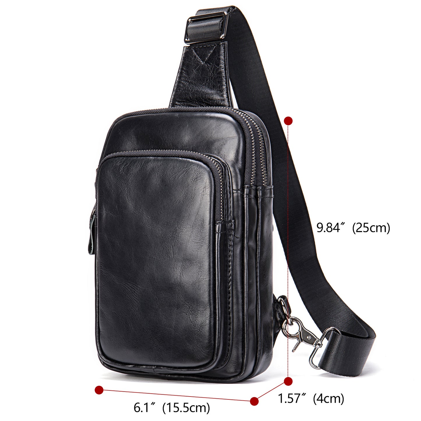 Men's First Layer Cowhide Fashion Genuine Leather Men's Chest Bags