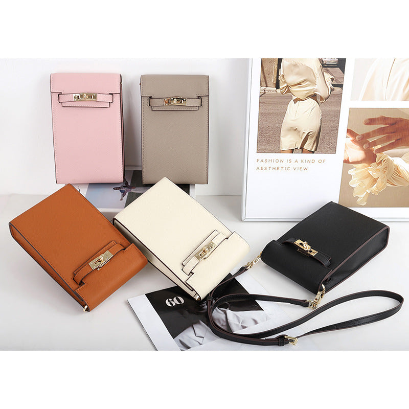 Leather Female Niche Palm Print Vertical Phone Bags