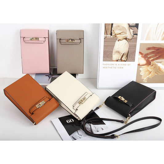 Leather Female Niche Palm Print Vertical Phone Bags