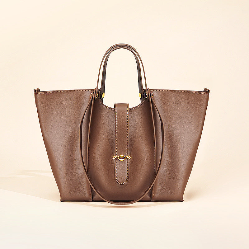 Women's Niche Cowhide Commuter Leather Large Capacity Tote Bags