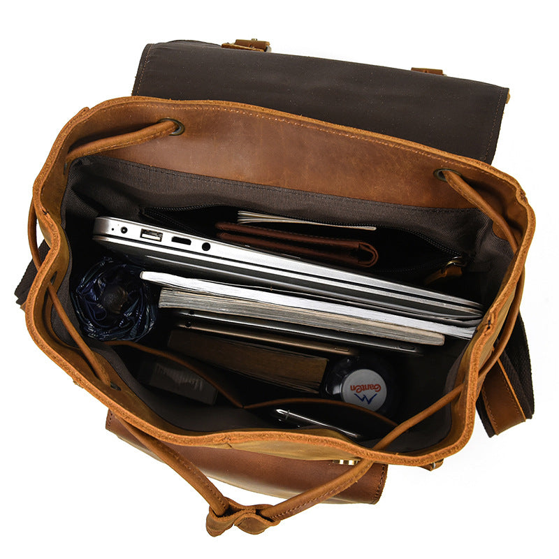 Women's & Men's & Crazy Horse Leather Vintage Closed Backpacks