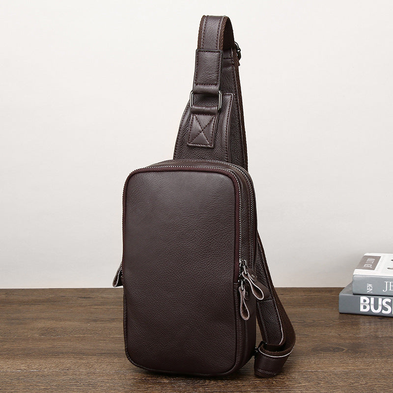 Men's Spring Genuine Leather Leisure Cowhide One Men's Chest Bags