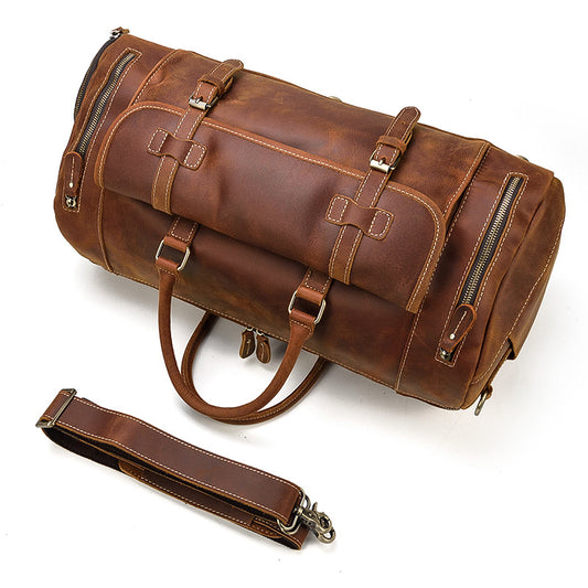 Leather Business Crazy Horse Large Capacity Travel Bags