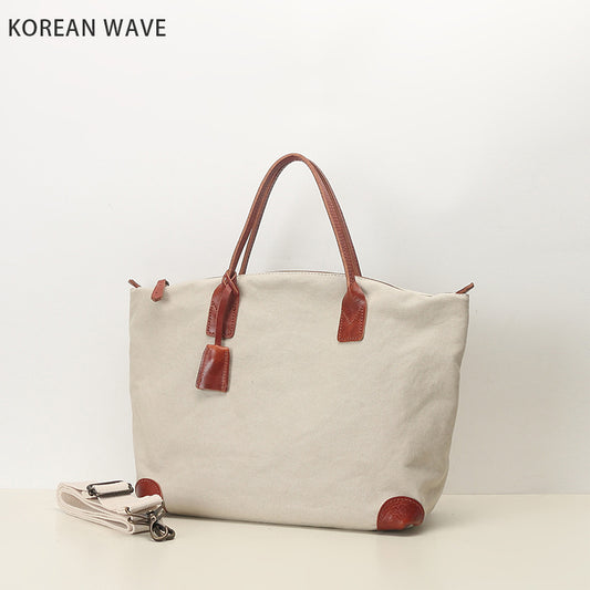 Women's With First Layer Cowhide Simple Large Shoulder Bags
