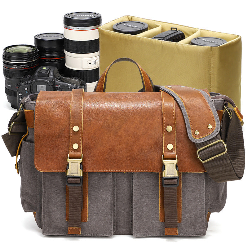 Men's Retro Oil Wax Canvas With First Men's Messenger Bags