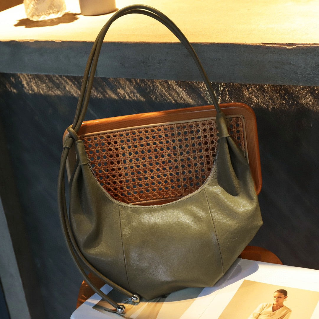 Women's Croissant Genuine Leather Underarm Commuter Large Shoulder Bags