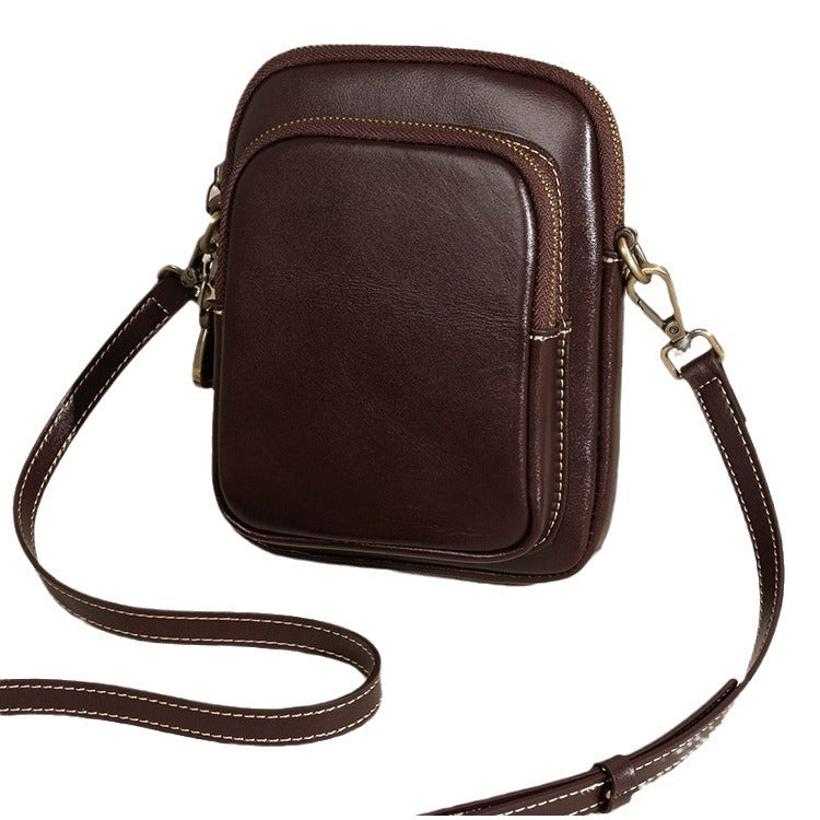 Women's Fashionable Genuine Leather Retro Vegetable Tanning Shoulder Bags