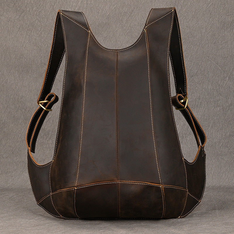 Men's Leather Crazy Waistcoat Personality Cool Bicycle Backpacks