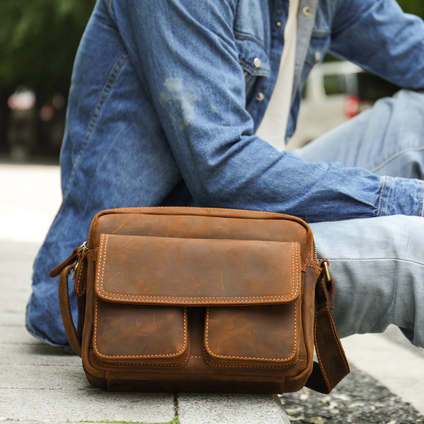 Men's Genuine Leather First Layer Cowhide Men's Shoulder Bags