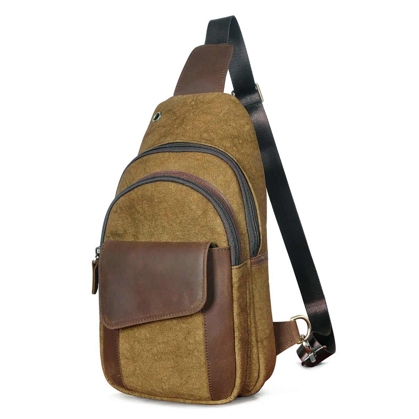 Men's Layer Oil Wax Cowhide Leather Retro Men's Chest Bags