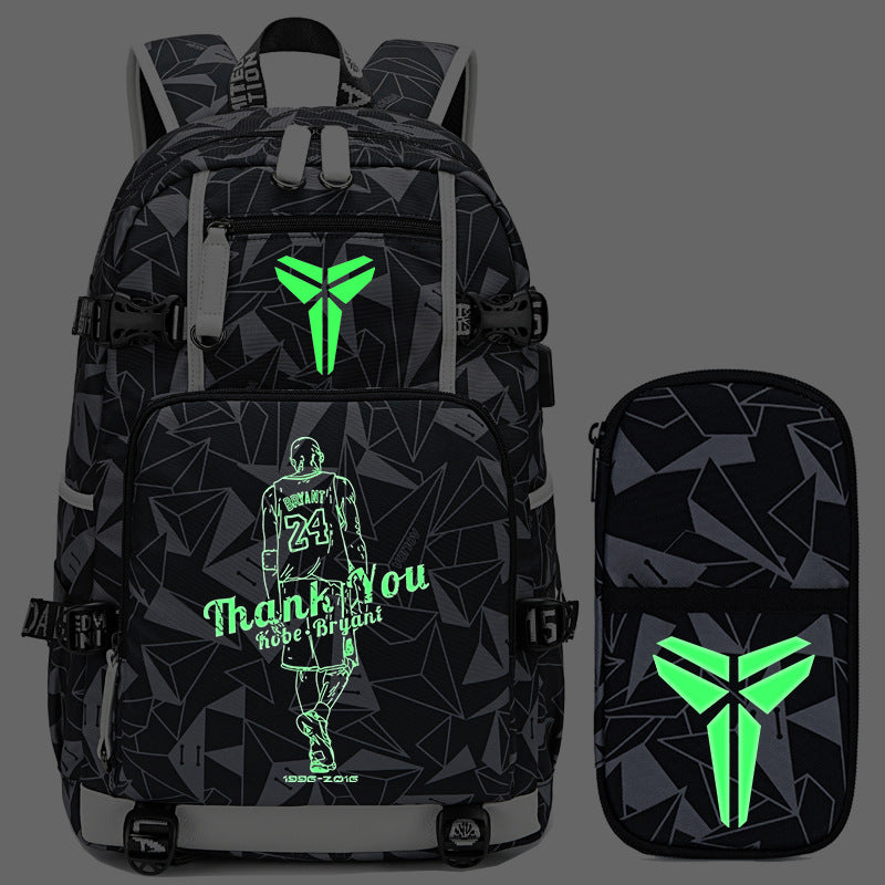 Men's Black Mamba Basketball Thermal Transfer Printing Backpacks