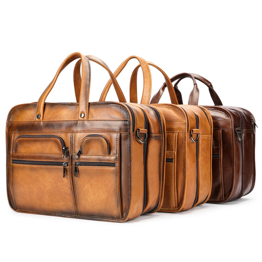 Men's Slouchy First Layer Cowhide Portfolio Men's Briefcases