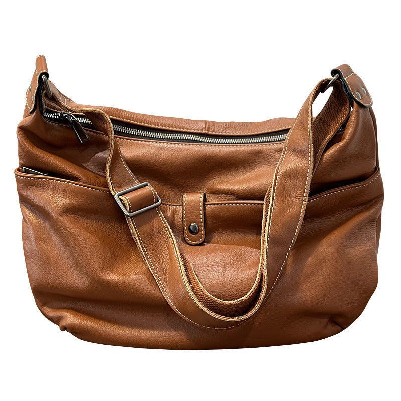 Korean Leather Large Top Layer Cowhide Crossbody Bags