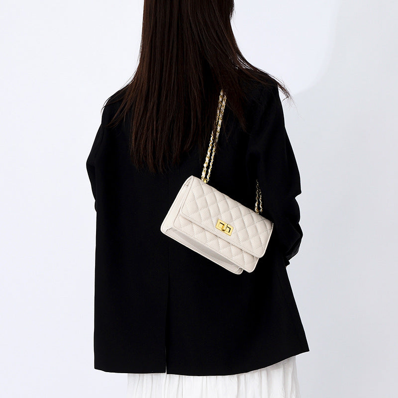 Women's Leather Chain Fashion Rhombus Single First Shoulder Bags