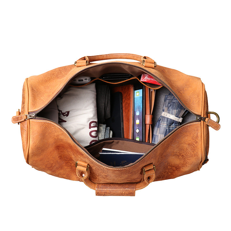 Men's Source Genuine Leather Portable Large Capacity Travel Bags