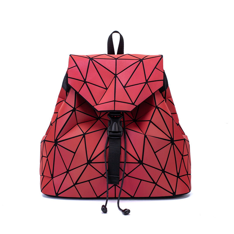 Women's Luminous Colorful Geometric Fashion Folding Rhombus Backpacks