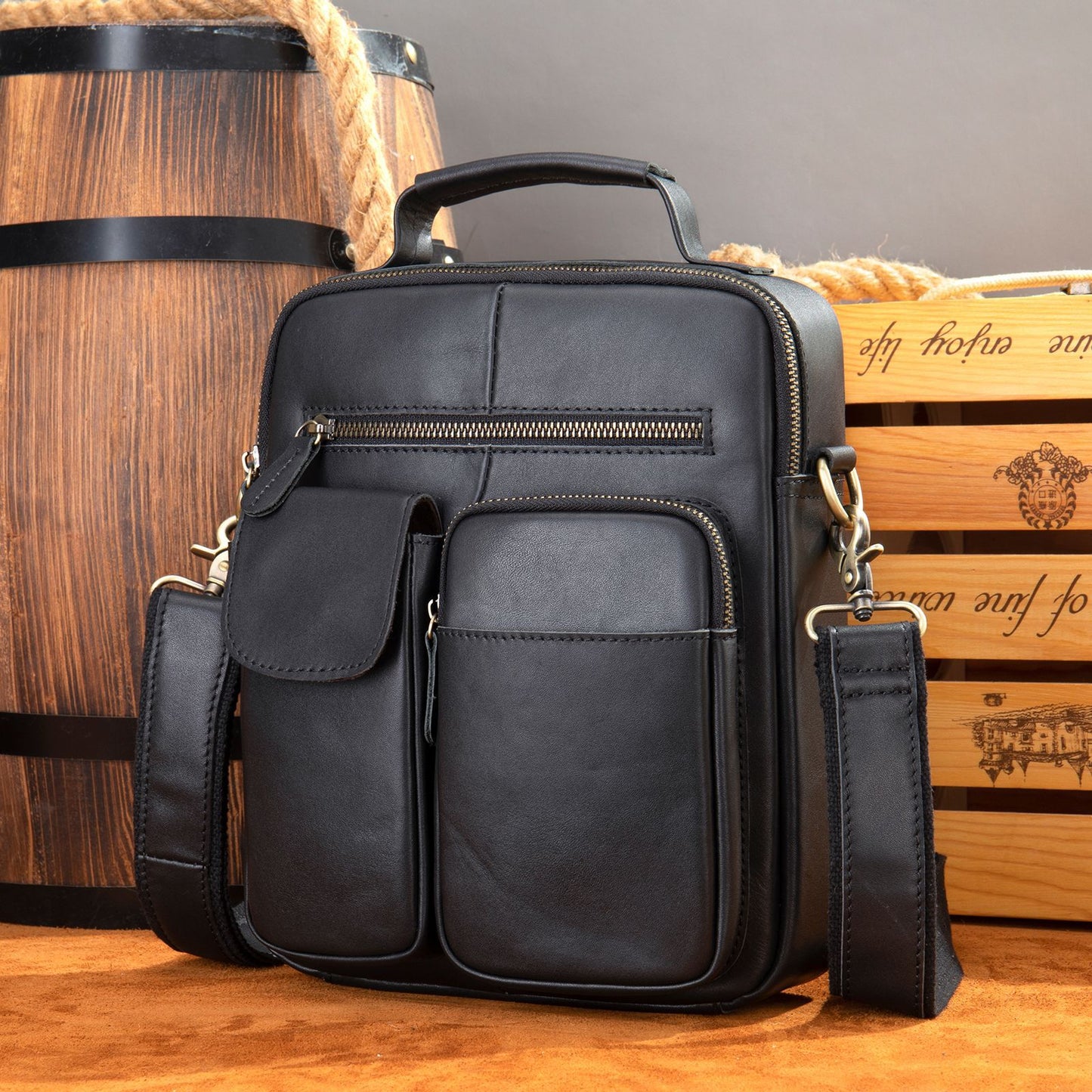 Men's Layer Cowhide Large Capacity Crazy Horse Men's Messenger Bags