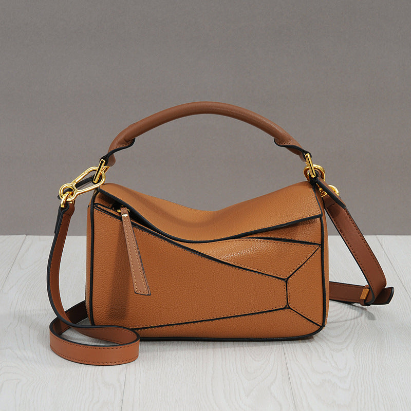 Women's Genuine Leather Geometric Size Rhombus Hand Crossbody Bags