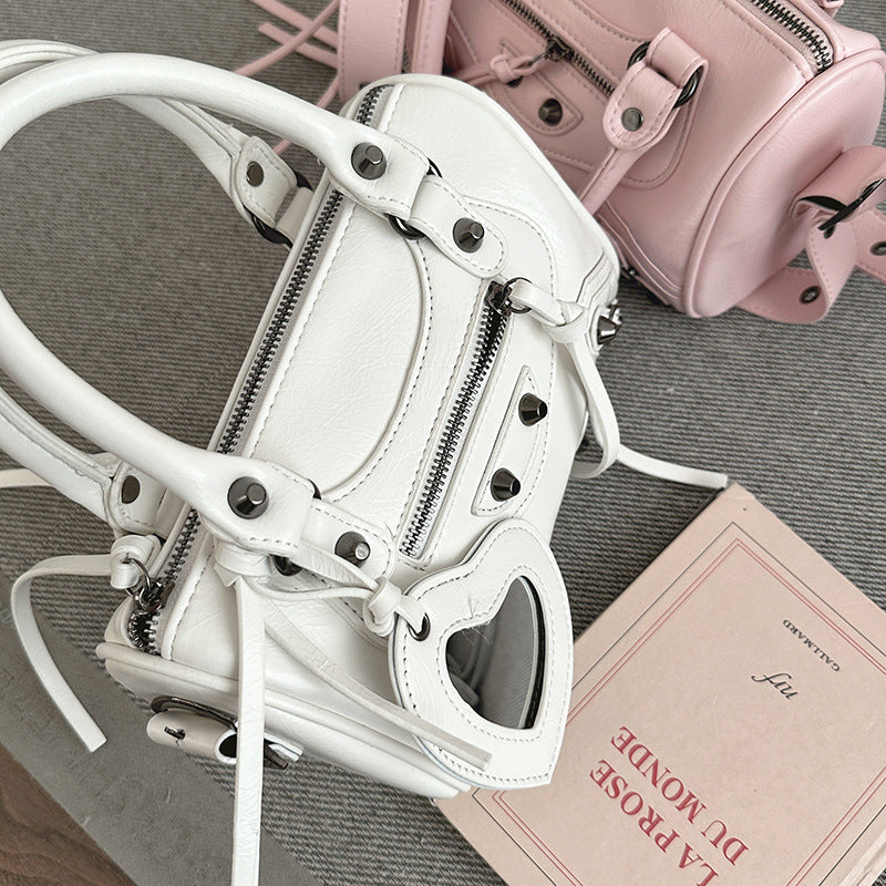 Women's Trendy Cool Motorcycle Fashionable Portable Pink Crossbody Bags