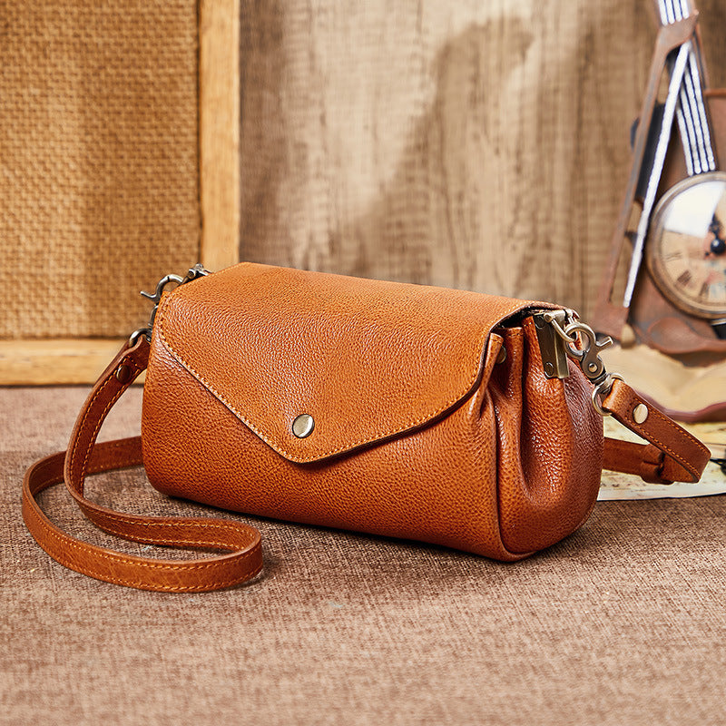 Women's Style Organ Artistic Niche Retro Handmade First Layer Shoulder Bags