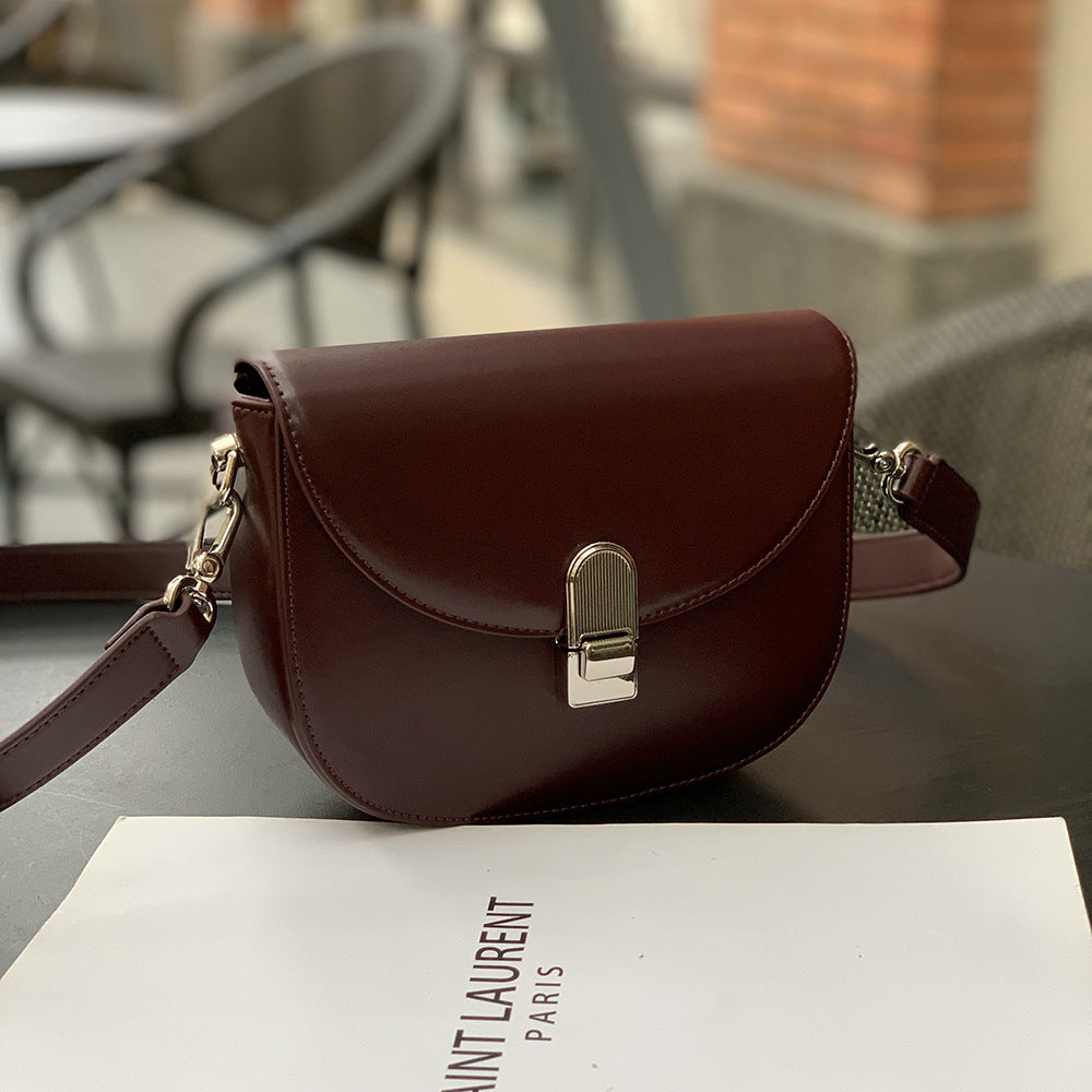 Women's Soft Leather Fashion Wide Strap Saddle Crossbody Bags