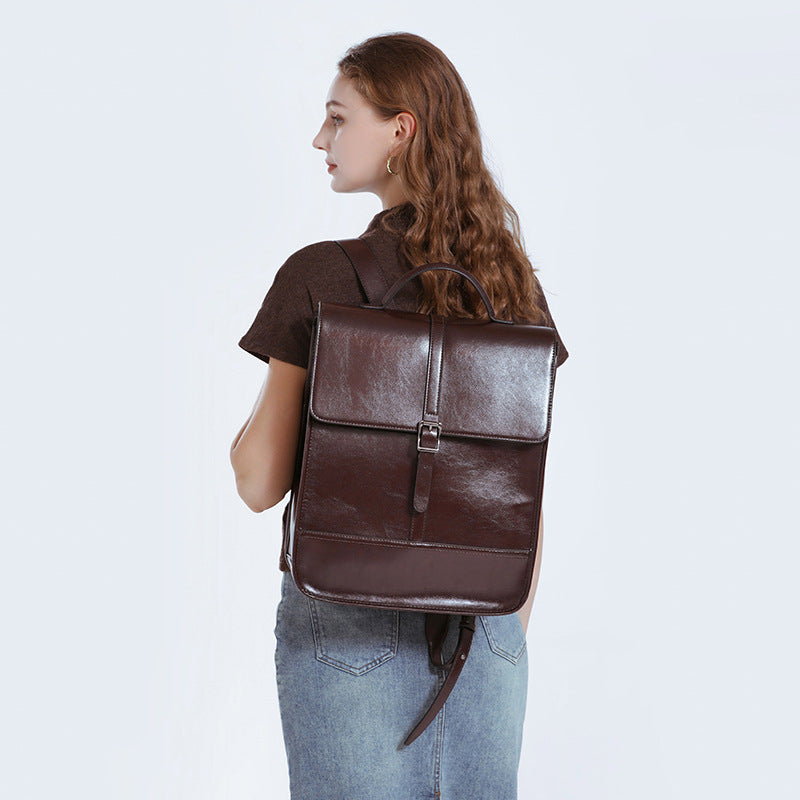 Women's & Men's & British Style Waterproof Leather Commuter Backpacks