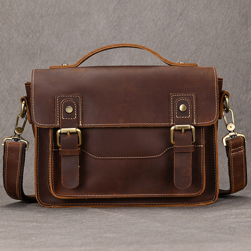 Men's Crazy Horse Vintage First Layer Cowhide Men's Shoulder Bags
