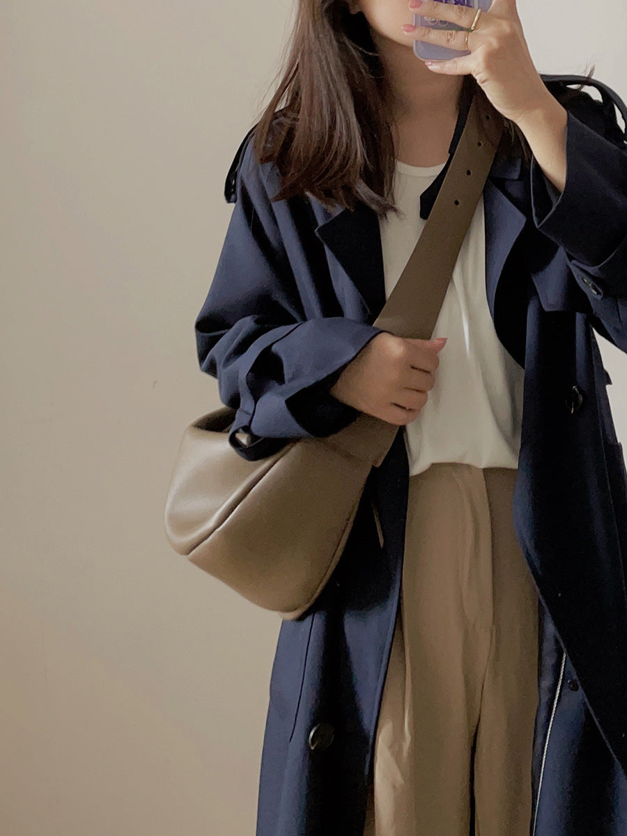 Women's Fashion Lazy Dumpling Genuine Leather Wide Strap Cloud Crossbody Bags