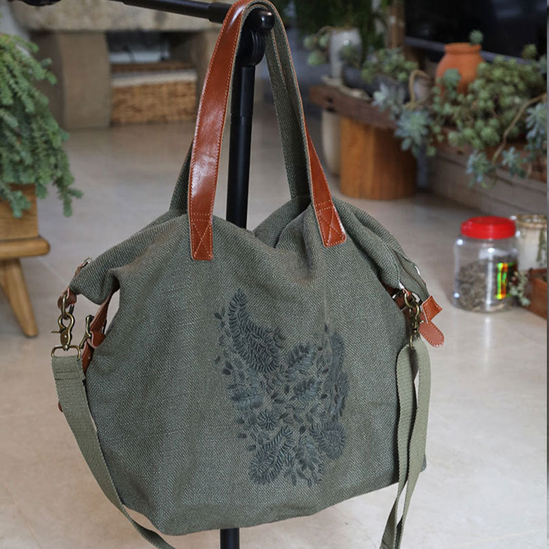 Artistic Retro Style Cotton Linen Embroidery Shoulder Bags