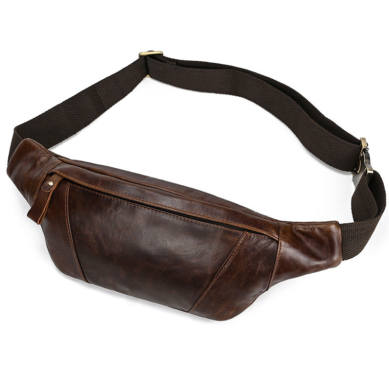 Women's & Men's & Genuine Leather Oil Brown Vintage Men's Chest Bags