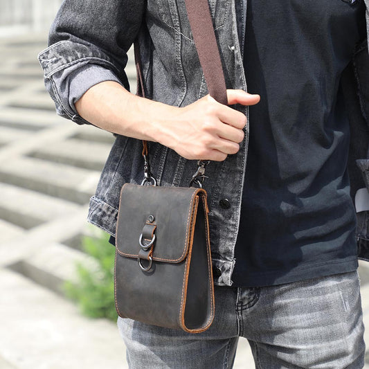 First Layer Cowhide Leather Crazy Horse Everyday Joker Men's Shoulder Bags