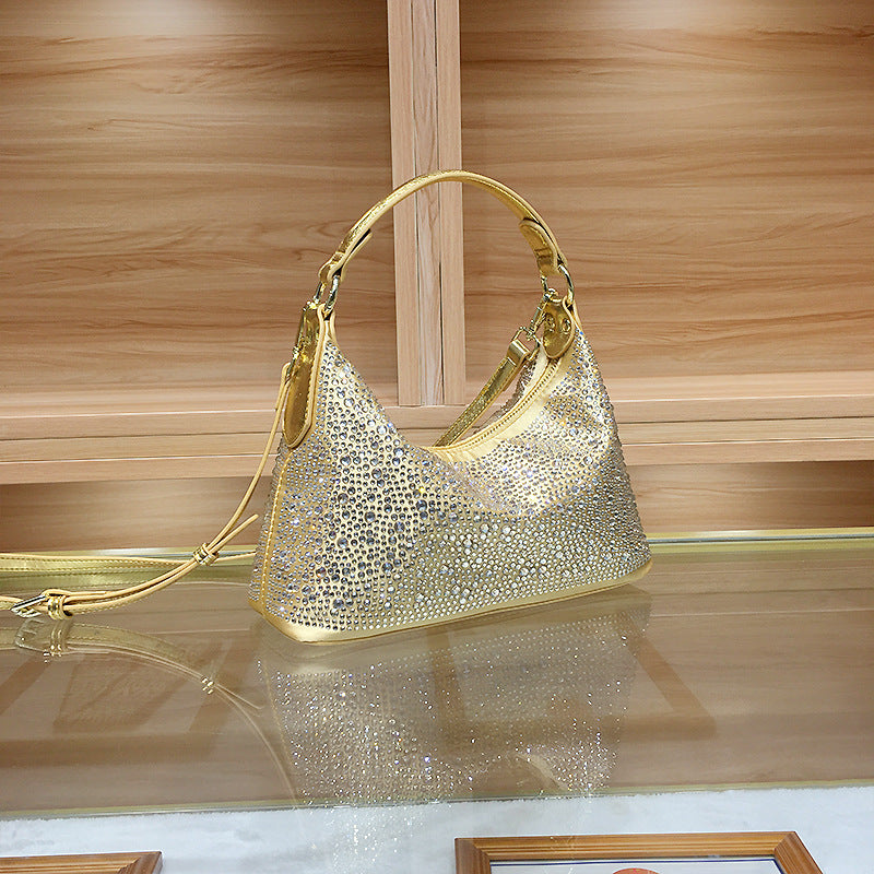 Women's French Entry Lux Portable Rhinestone High-grade Tote Bags