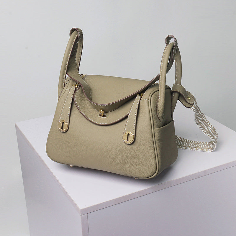 Women's Layer Cowhide Doctor Lindy Medical Box Leather Shoulder Bags