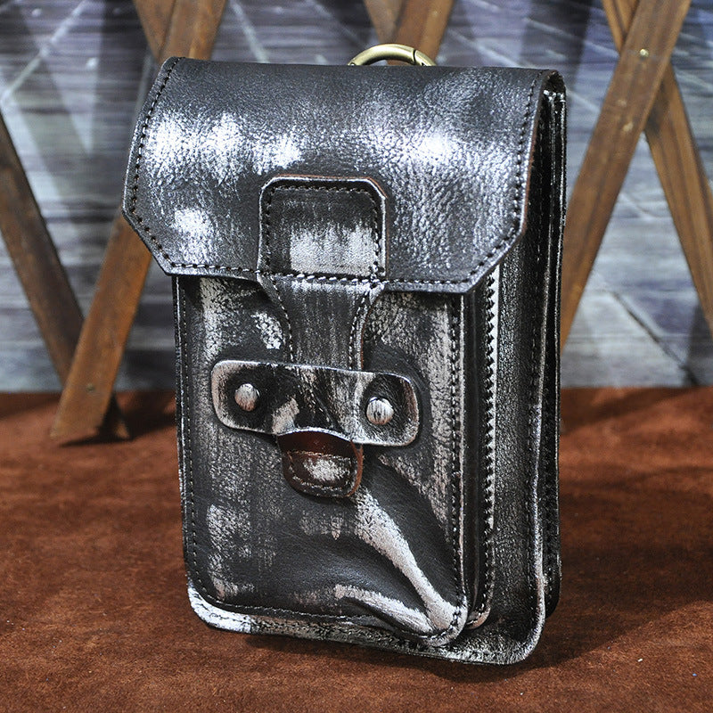 Men's Top Layer Crazy Horse Skin Cowhide Trendy Men's Chest Bags