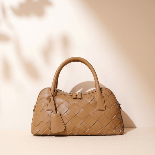 Women's Bowling Leather Hand-woven Underarm Commuting Shoulder Bags