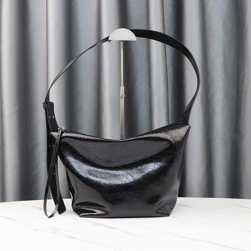 Women's Oil Wax Leather High Quality Large Capacity Pleated Tote Bags