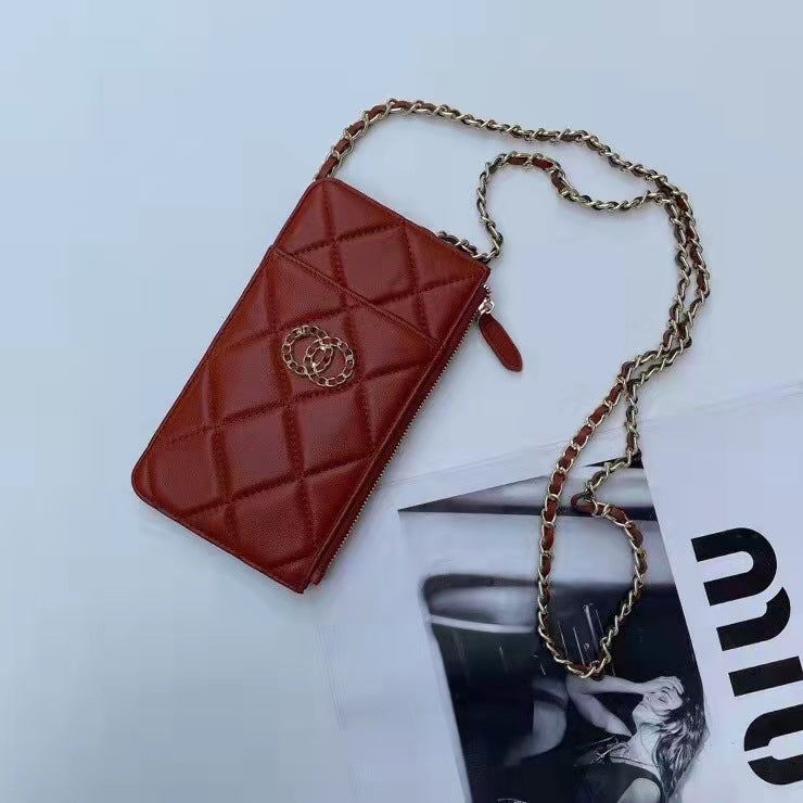 Women's Mobile Fashion Sheepskin Vertical Mini Phone Bags