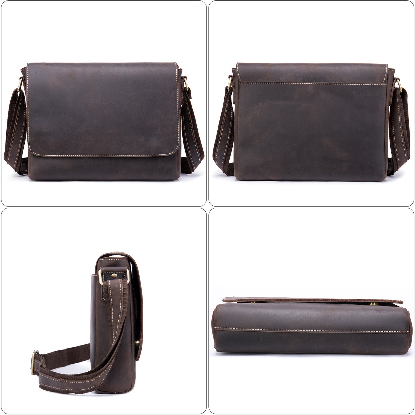 Men's Crazy Horse Leather First Layer Cowhide Bags