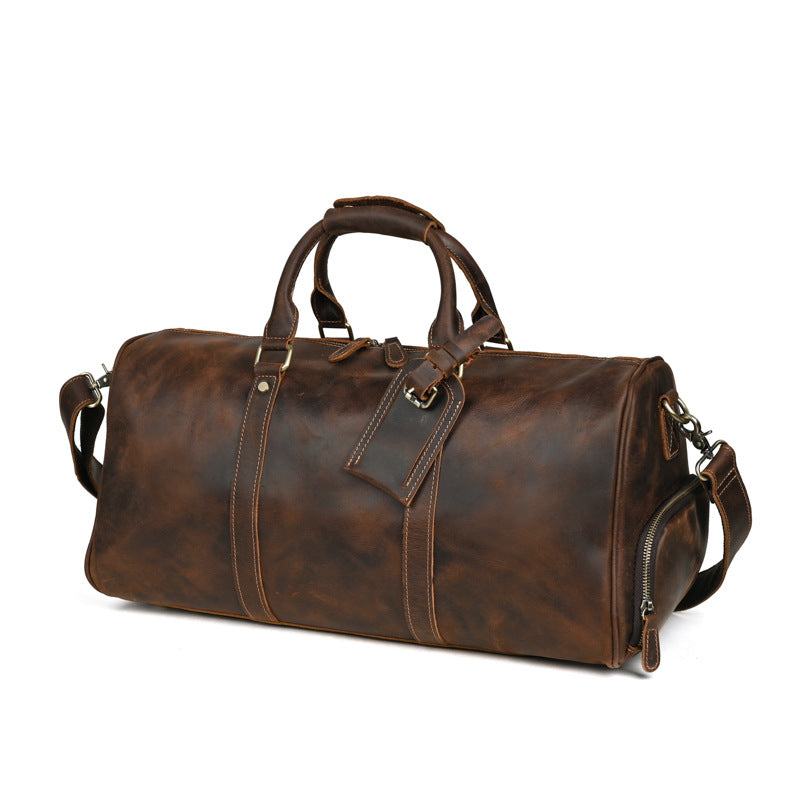 Men's Crazy Horse Leather Traveling Genuine Large Travel Bags