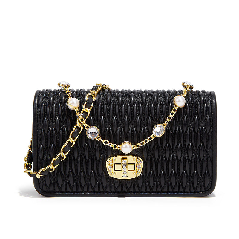 Women's Fashionable Diamond High-grade Underarm Pearl Chain Shoulder Bags