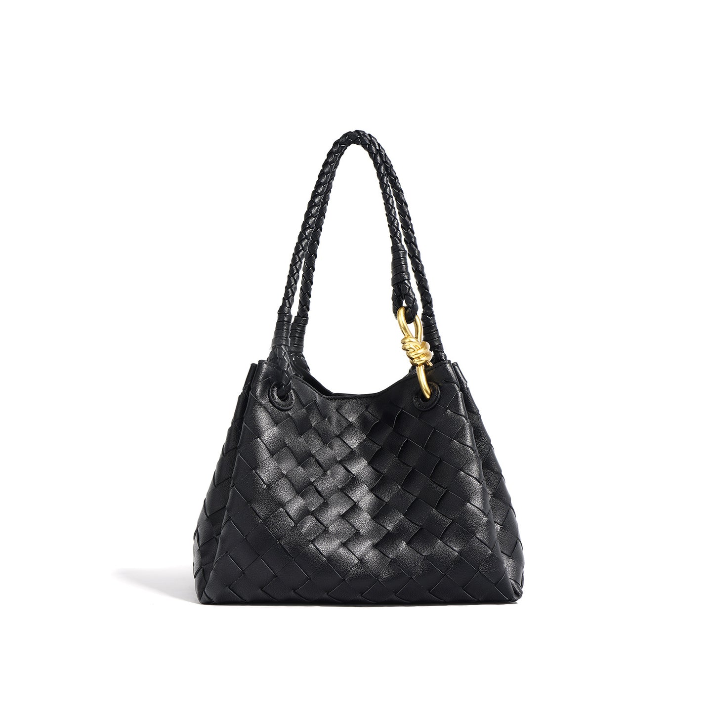 Women's Genuine Cattlehide Leather Surface Woven Retro Bucket Bags